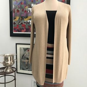 Chico’s long open gold cardigan
